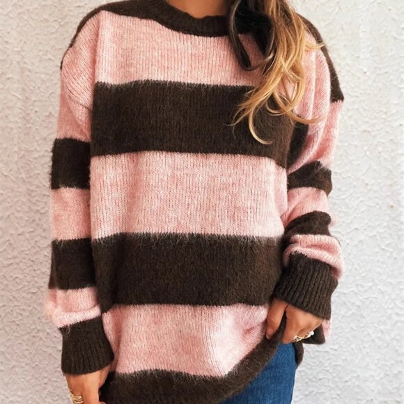 Striped Contrast Long Sleeve Sweater - Picture 7 of 16
